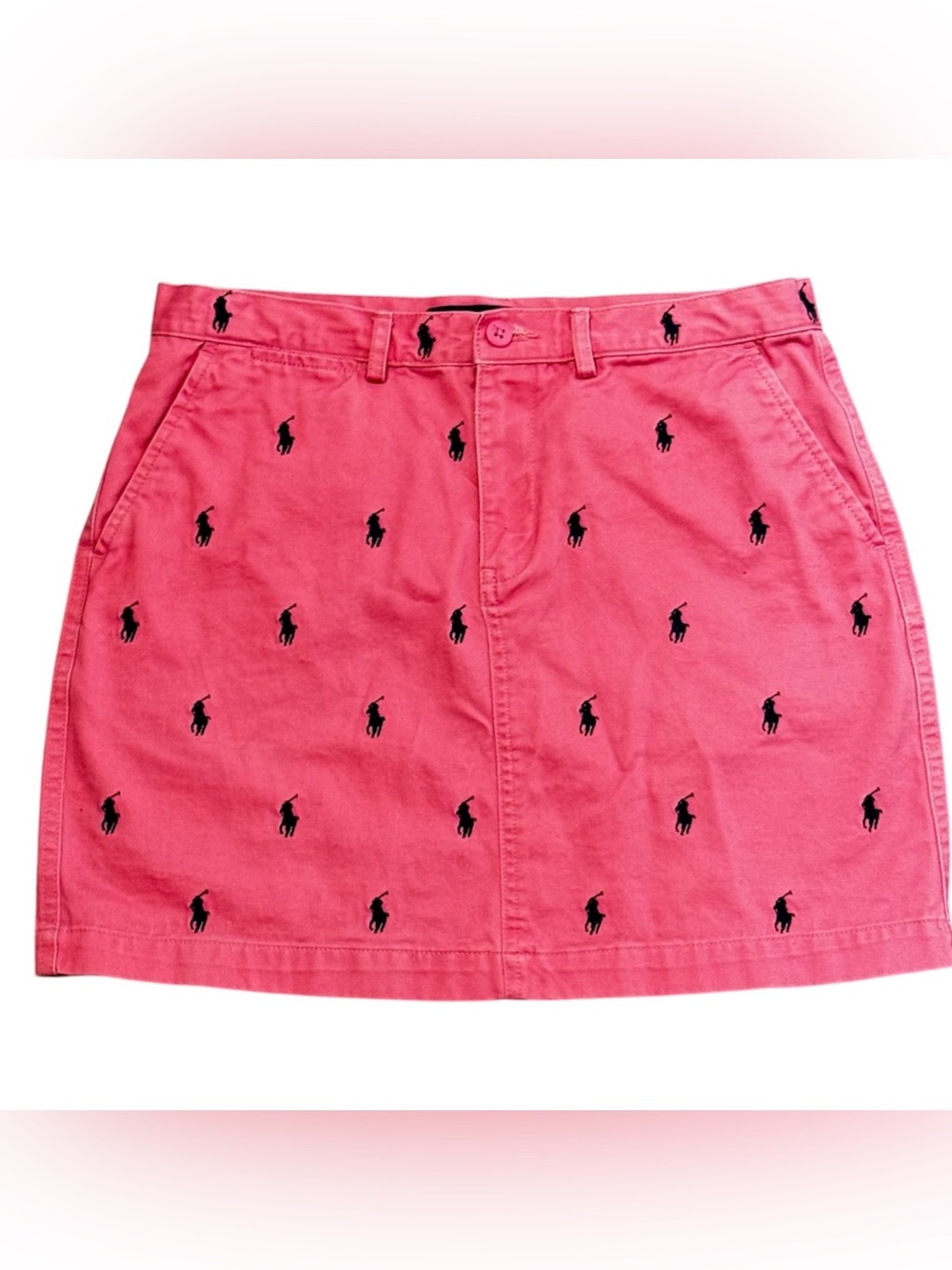 Ralph Lauren Sport Pink Pony Embroidered Mini Skirt Size 4 Cotton Golf Preppy